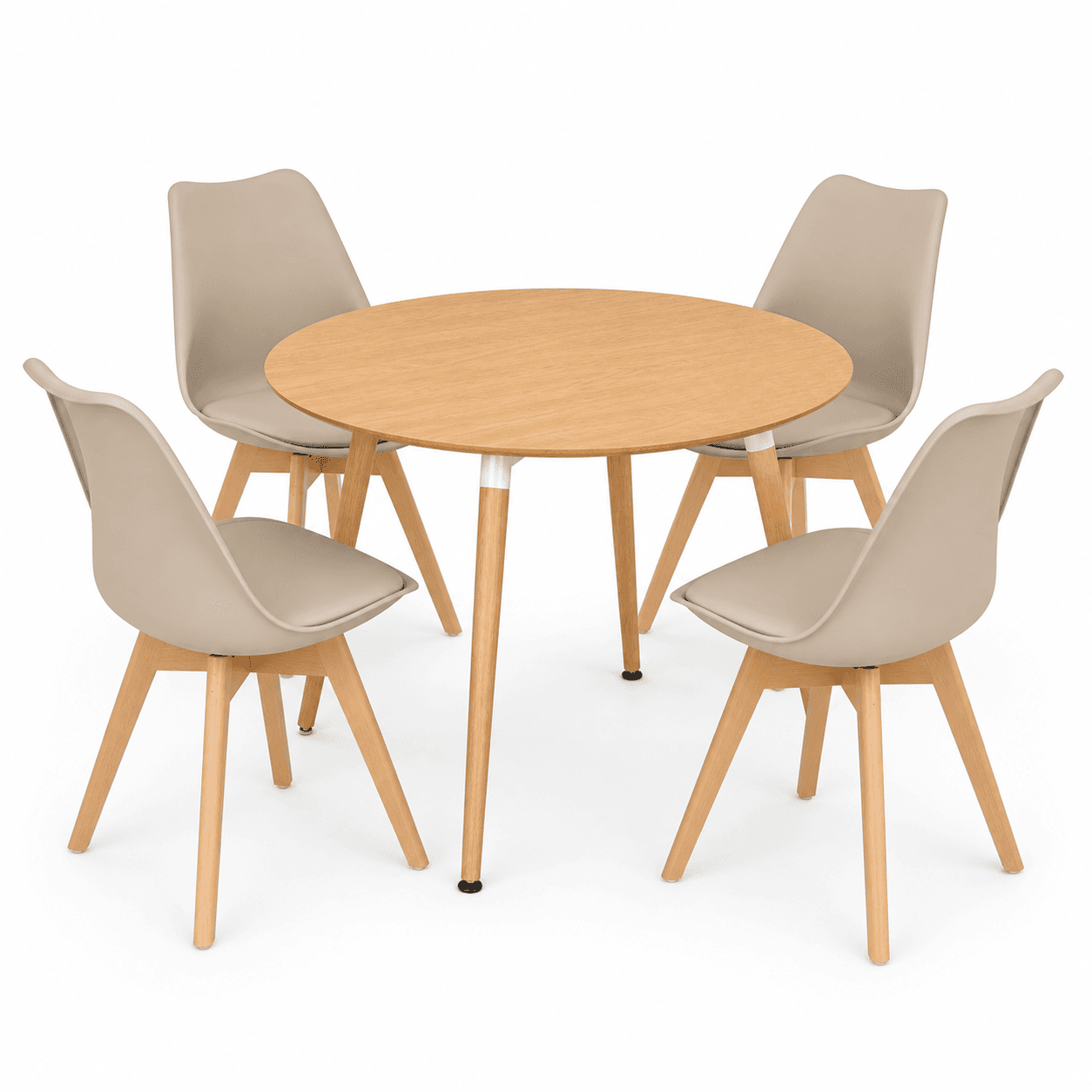Mesa de comedor Eames Basic MDF Redonda con 4 sillas Tulip