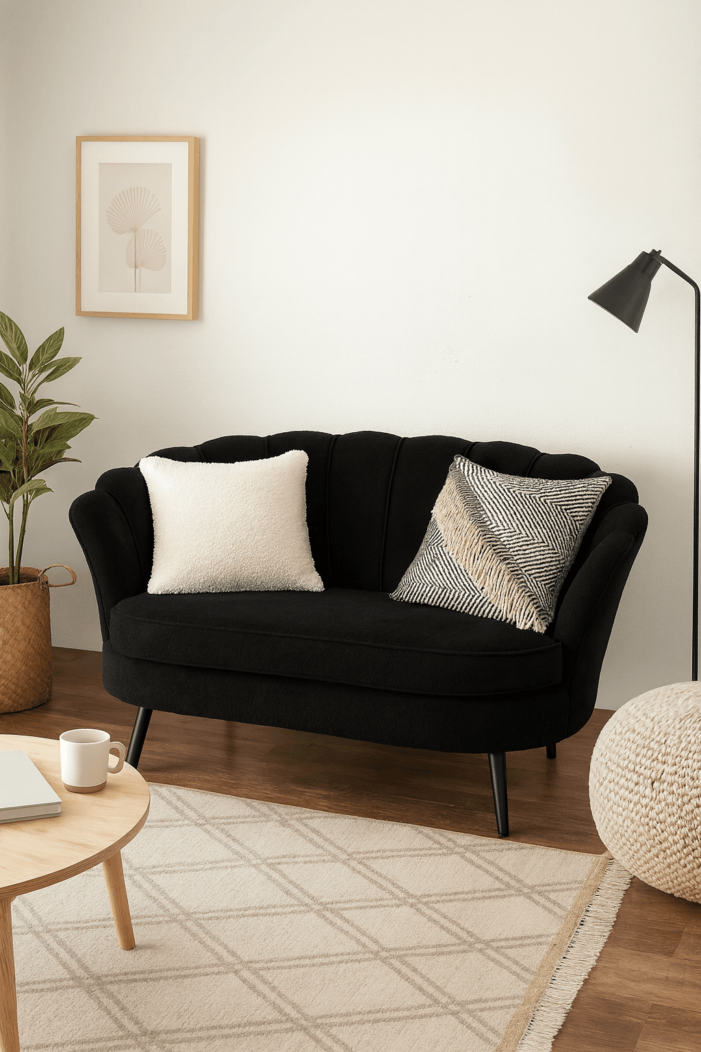 Sofa Corona 2 Cuerpos Negro