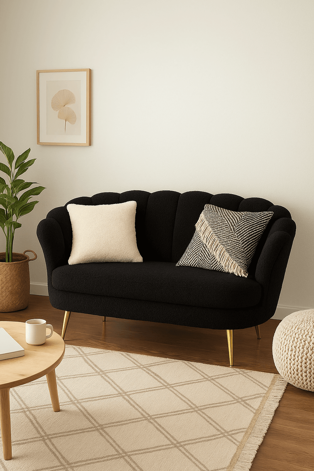 Sofa Corona 2 Cuerpos Negro