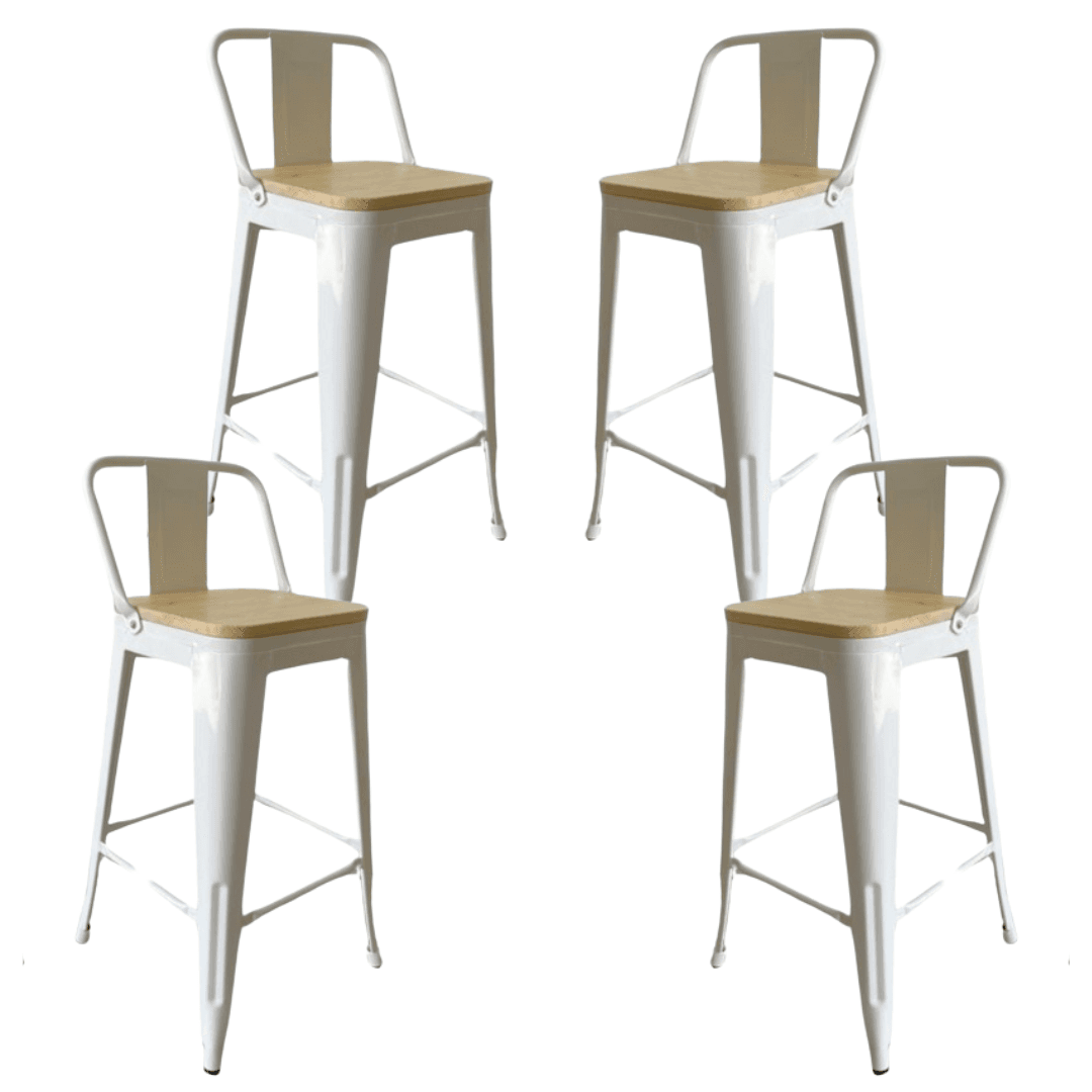pack x4 taburetes tolix con madera (65cm)