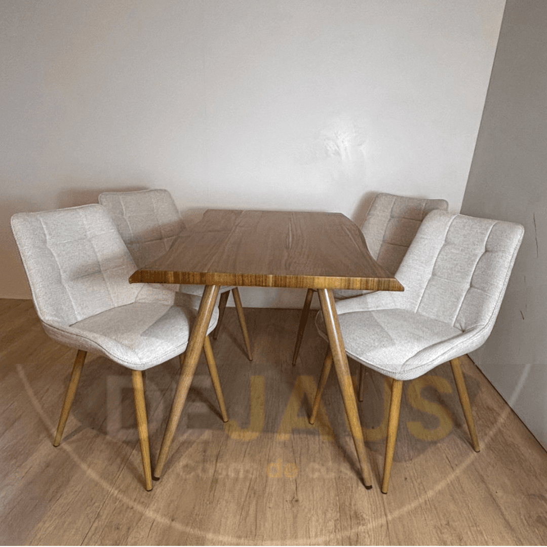 Mesa Rectangular Nordica Madera con 4 Sillas Tiffany Arpi Wood