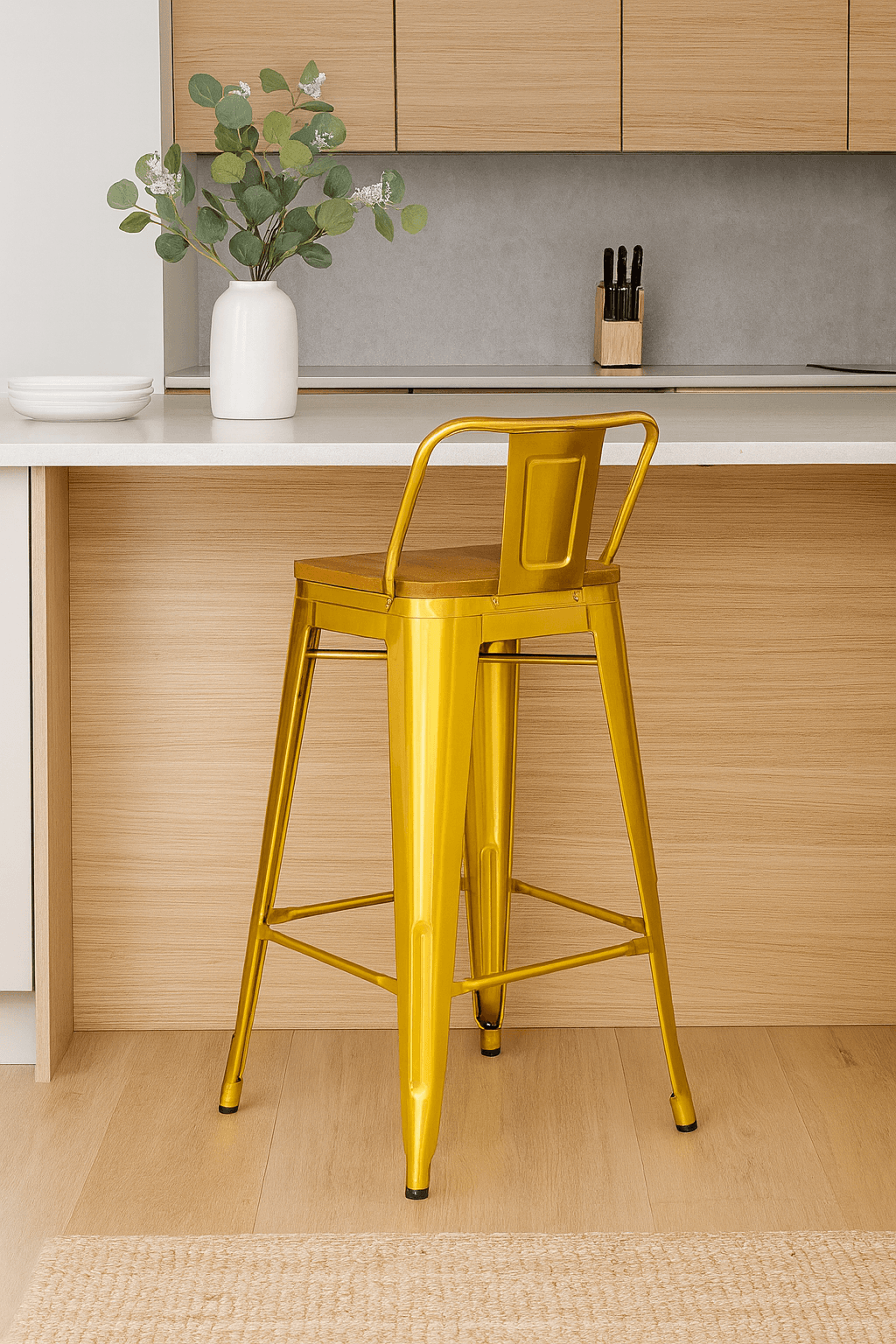 Taburete Tolix Gold con Madera