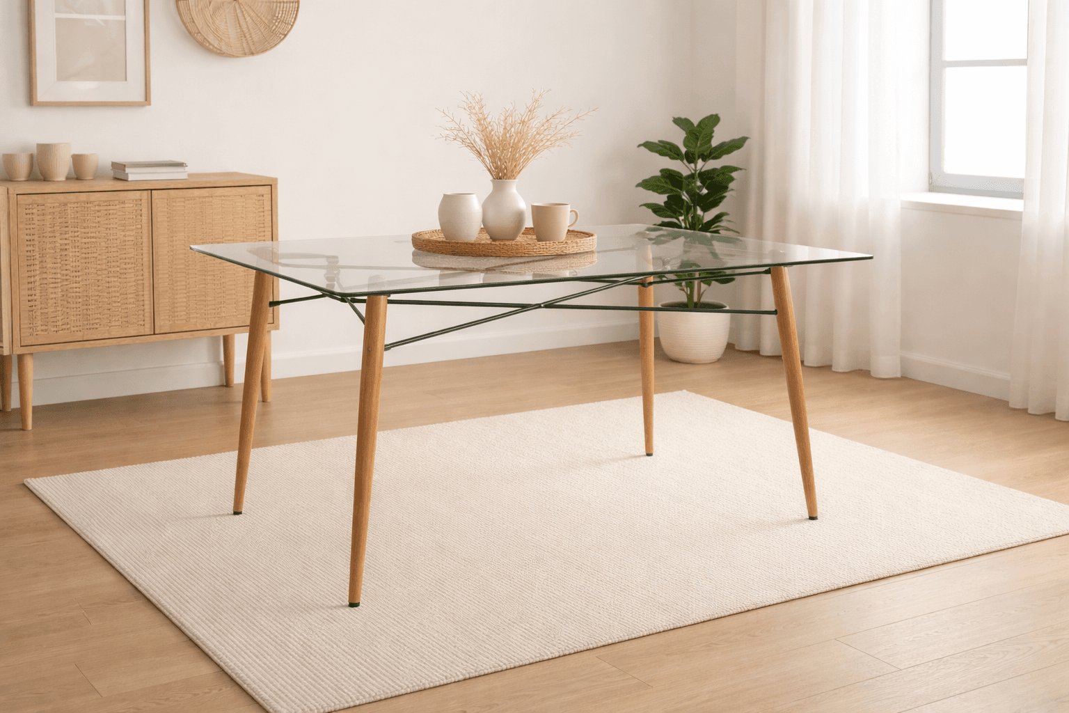 Mesa Rectangular de Vidrio Charles Eames