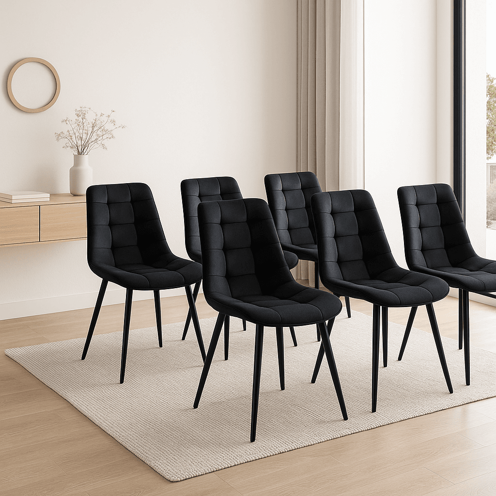 Pack X6 Sillas Silla Botón Black para Comedores