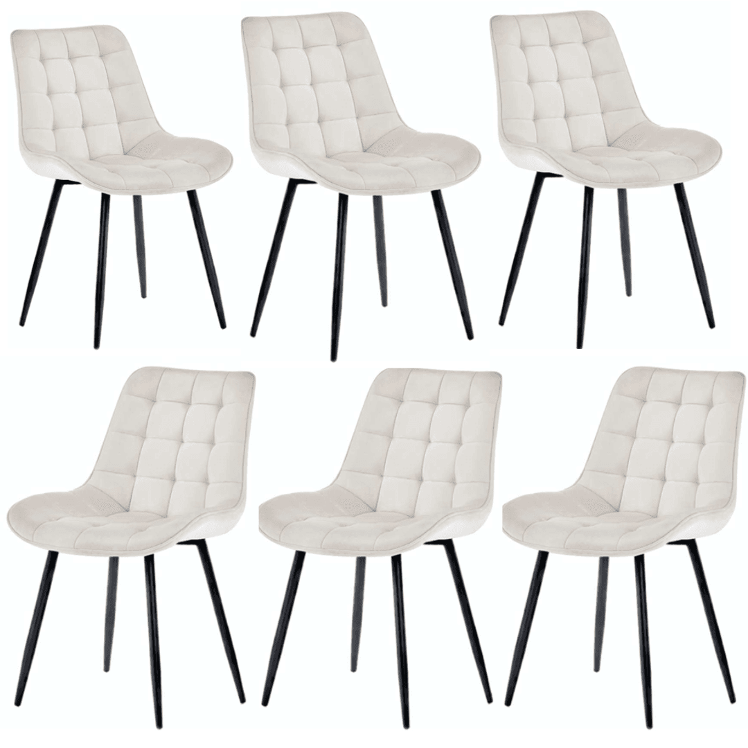 Pack X6 Sillas Silla Botón Black para Comedores