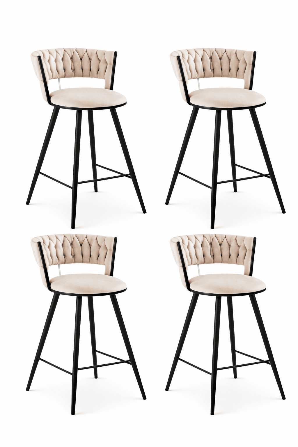 Pack 4 Taburetes Monaco Black Fijo (66cm Altura al Piso)