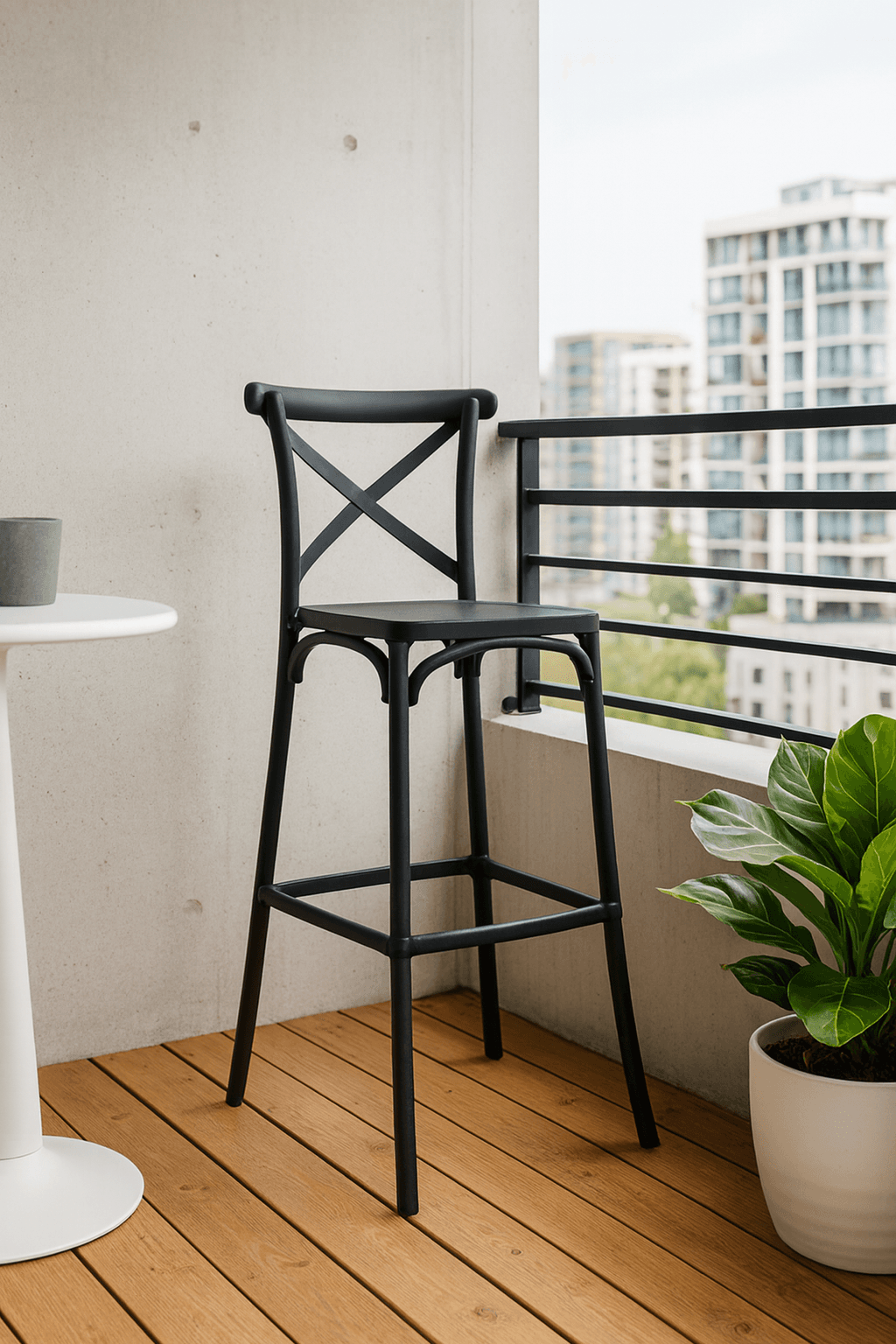 Taburete Crossback Negro (Altura al Asiento 66cm)