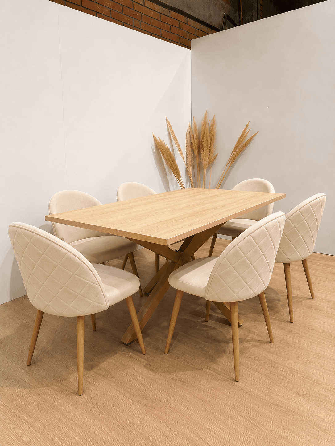 Mesa Rectangular Warwick Wood con 6 Silla Tokio Felpa Wood