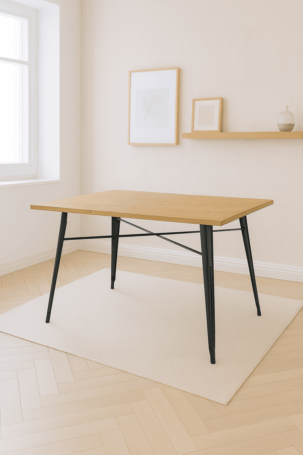Mesa Tolix Rectangular Madera