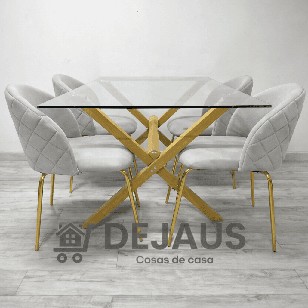 Mesa medlock rectangular con 4 sillas Tokio felpa