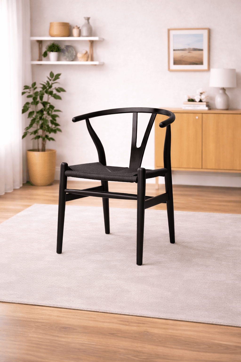Silla Wishbone Madera Black