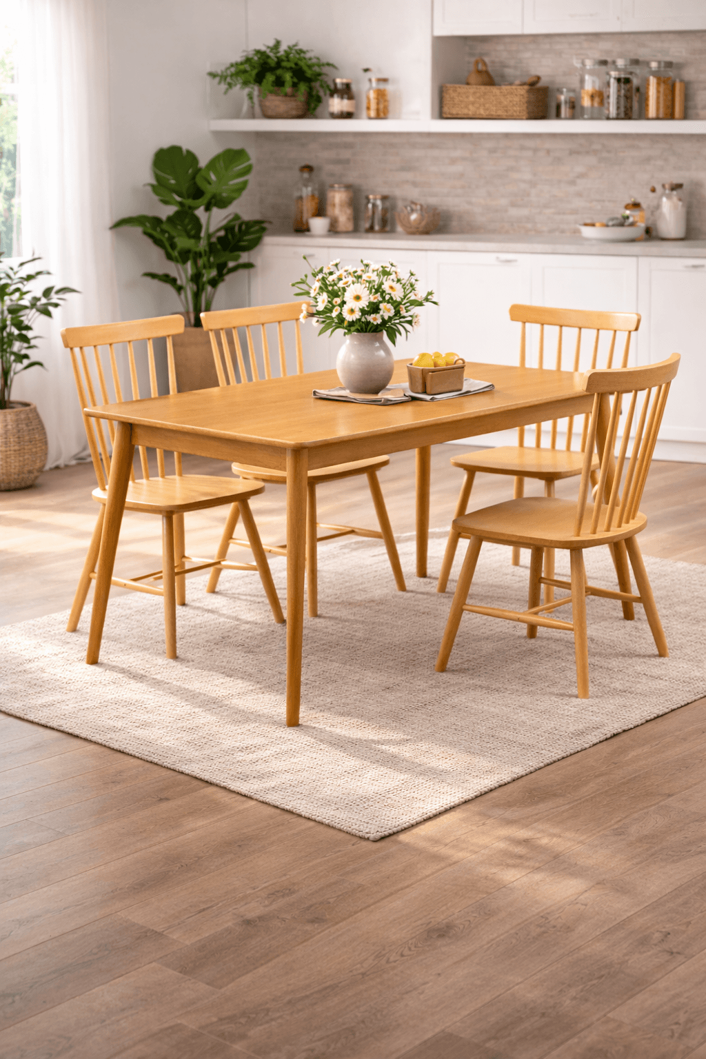 Mesa De Comedor Vema con 4 Silla Windsor Madera