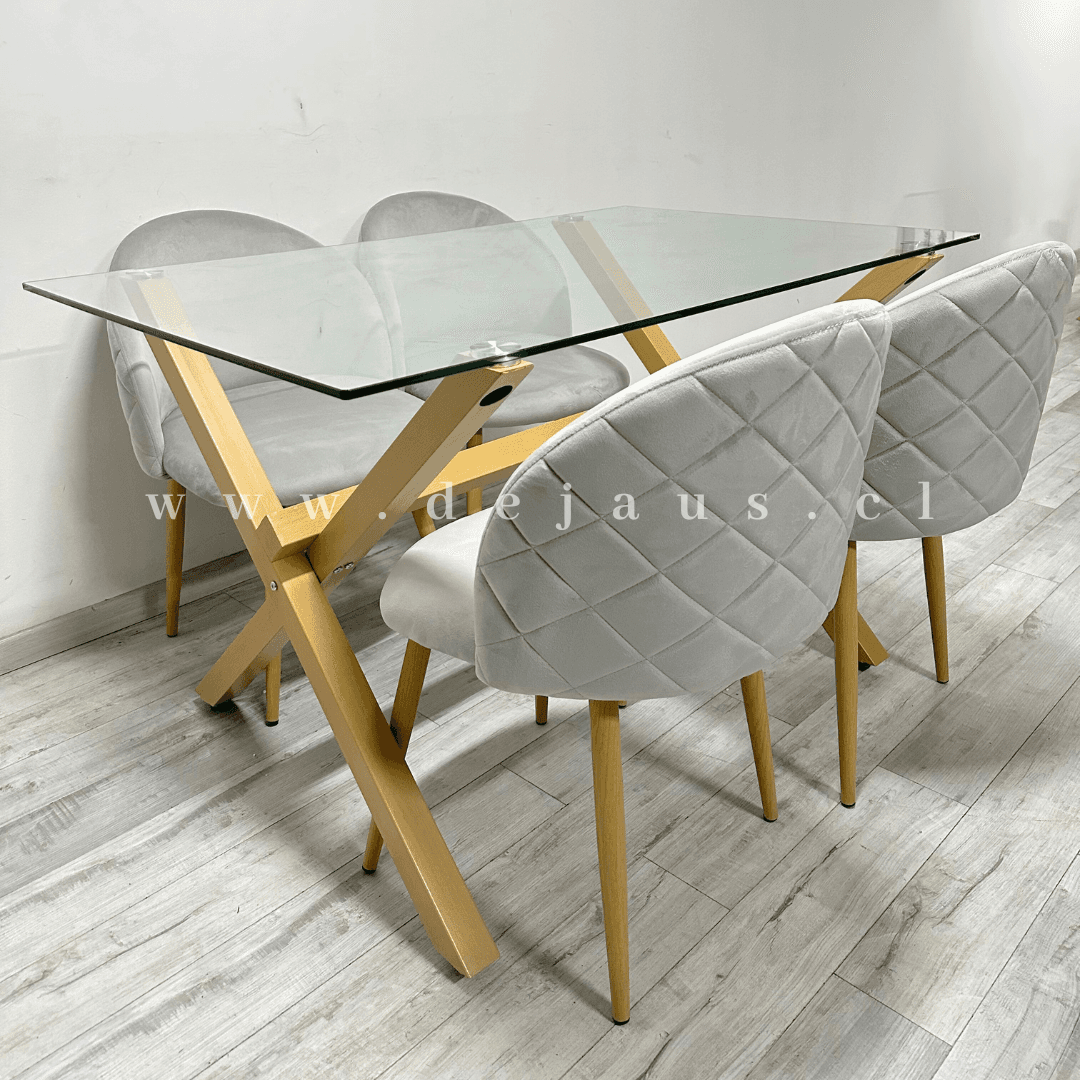 Mesa Medlock Rectangular con 4 Sillas Tokio Felpa Wood