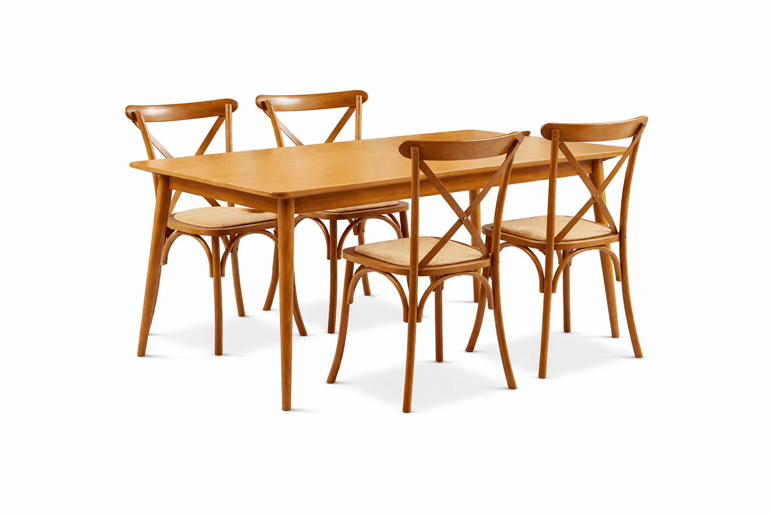 Mesa De Comedor Vema con 4 Sillas Crossback Madera