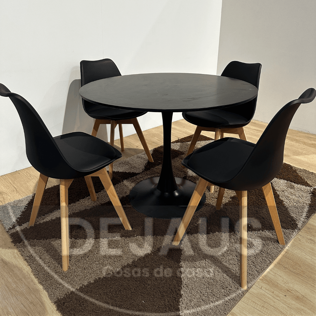 Mesa Tulip MDF con Sillas Tulip Acolchadas