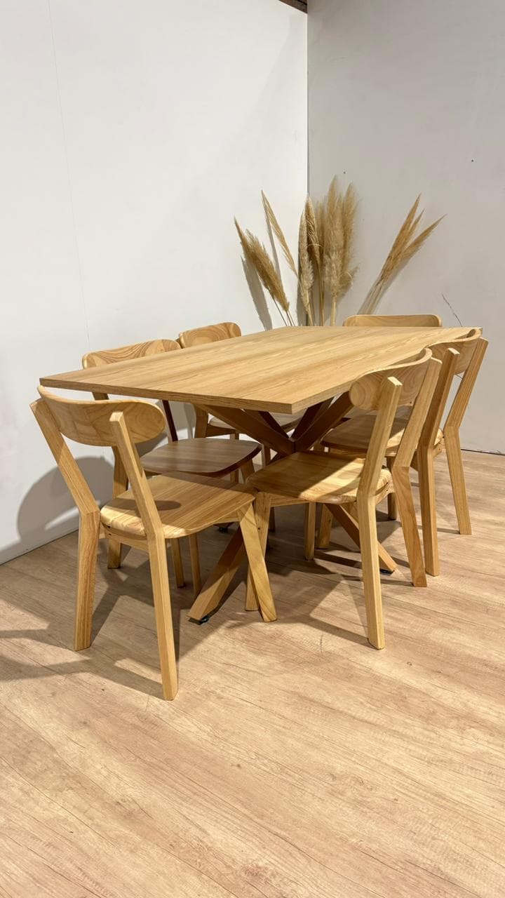 Comedor Madera 6 Sillas Fresno con Mesa Warwick Rectangular Wood
