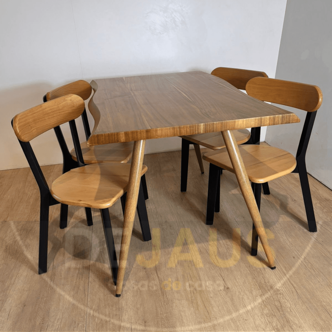 Mesa Rectangular Nordica Madera con 4 Sillas Fresno Madera