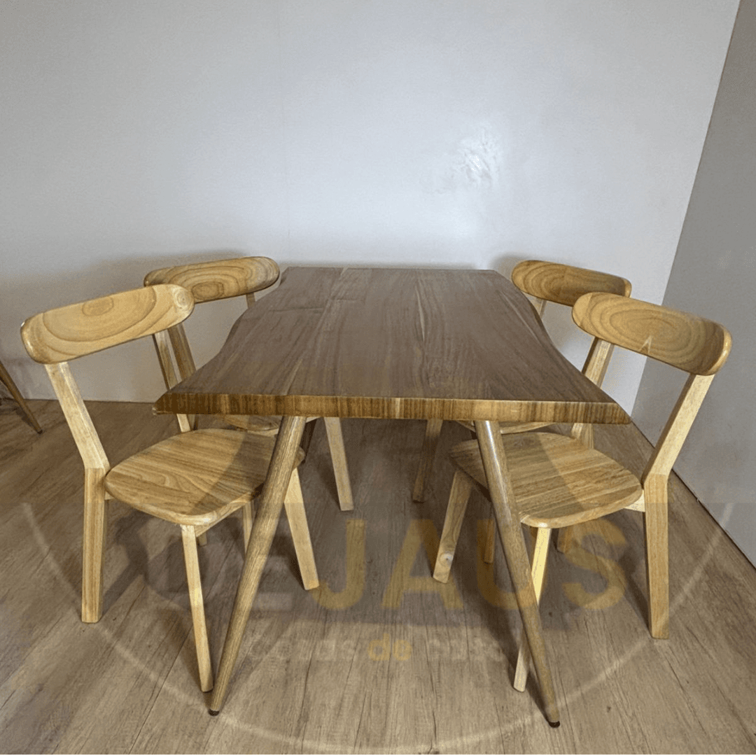 Mesa Rectangular Nordica Madera con 4 Sillas Fresno Madera