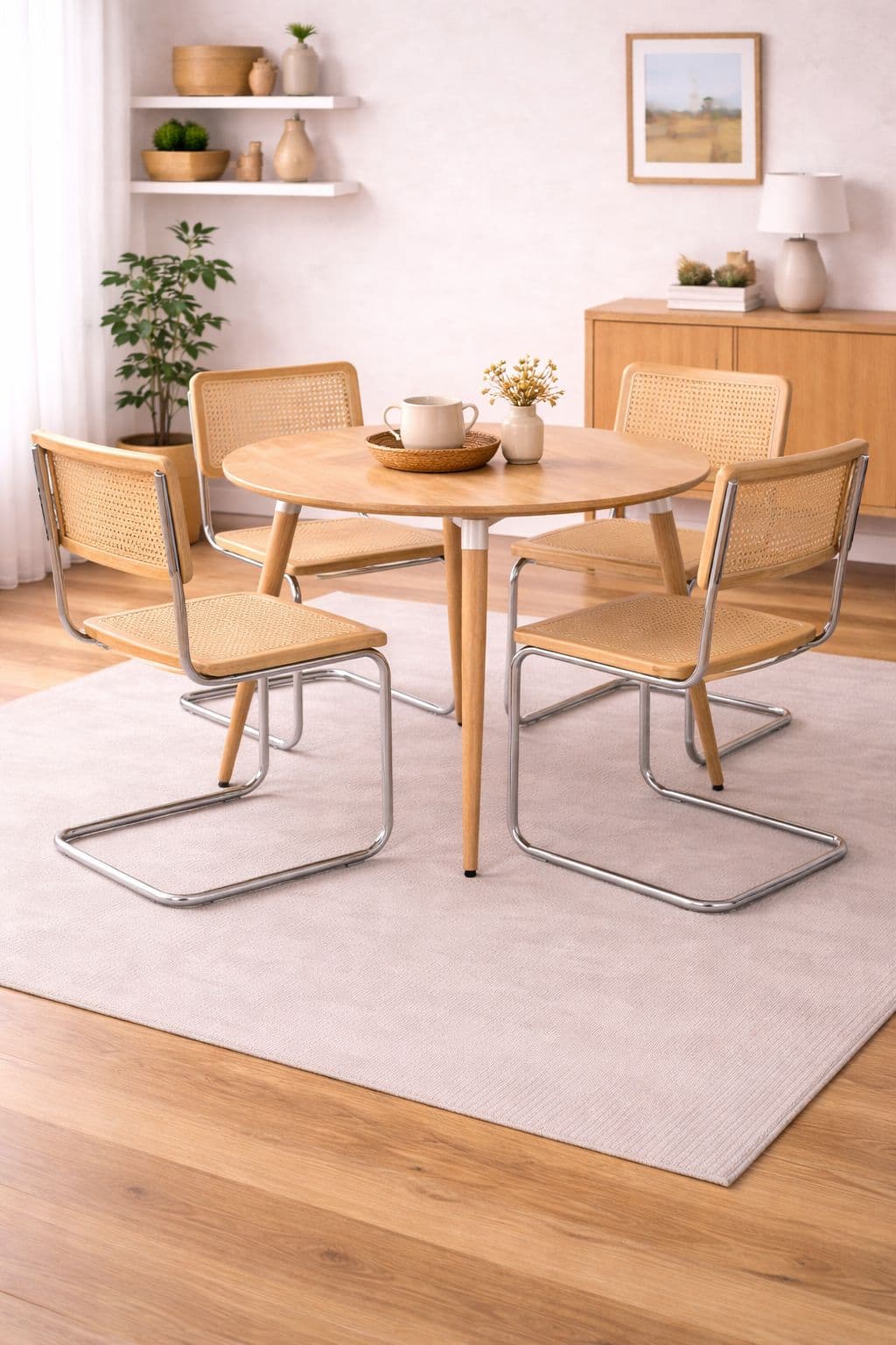 Mesa de comedor Eames Basic MDF Redonda con 4 sillas breuer