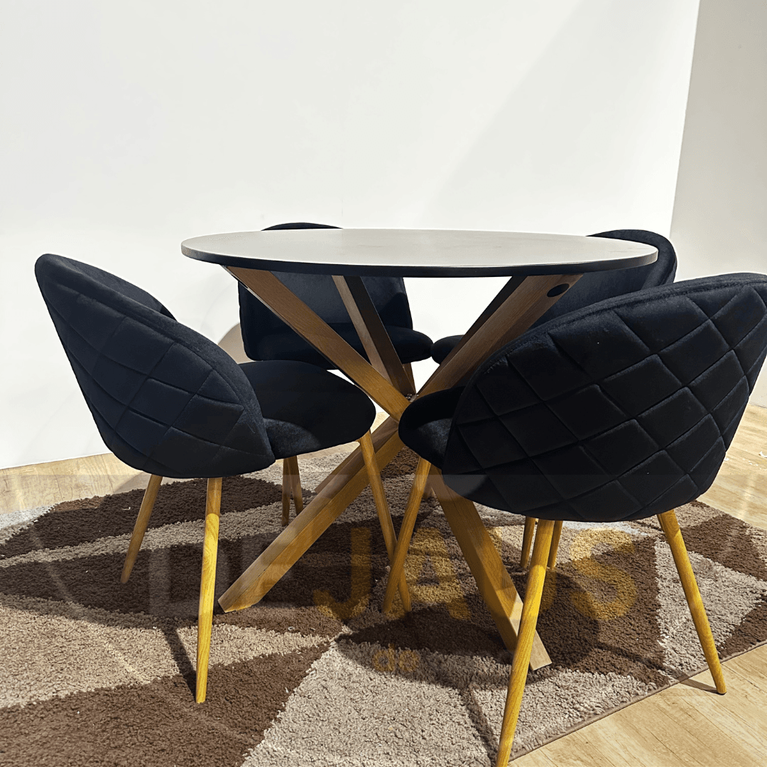 Mesa Warwick MDF con 4 Sillas Tokio Felpa Wood