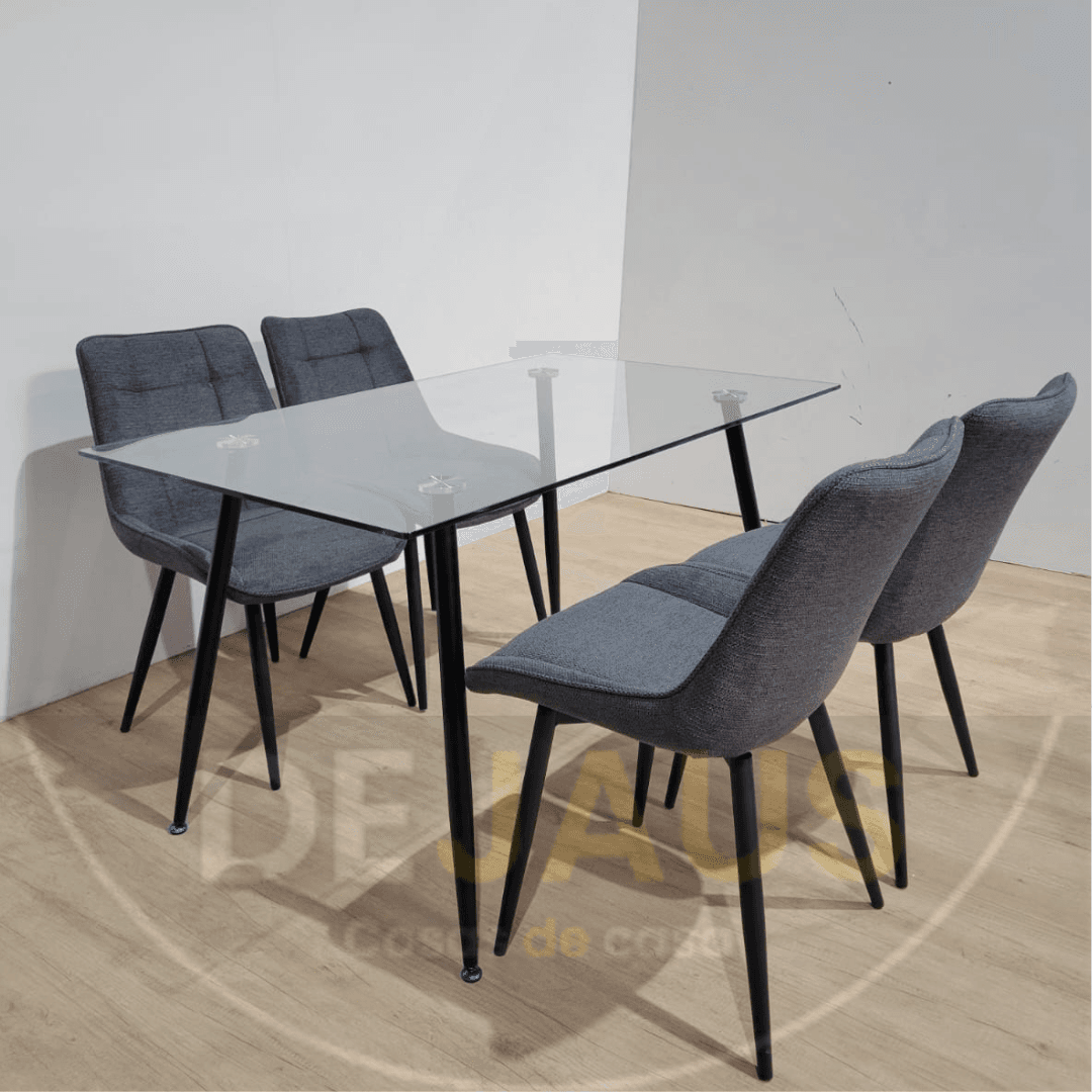 Mesa Lyon Rectangular con 4 Sillas Tiffany Black