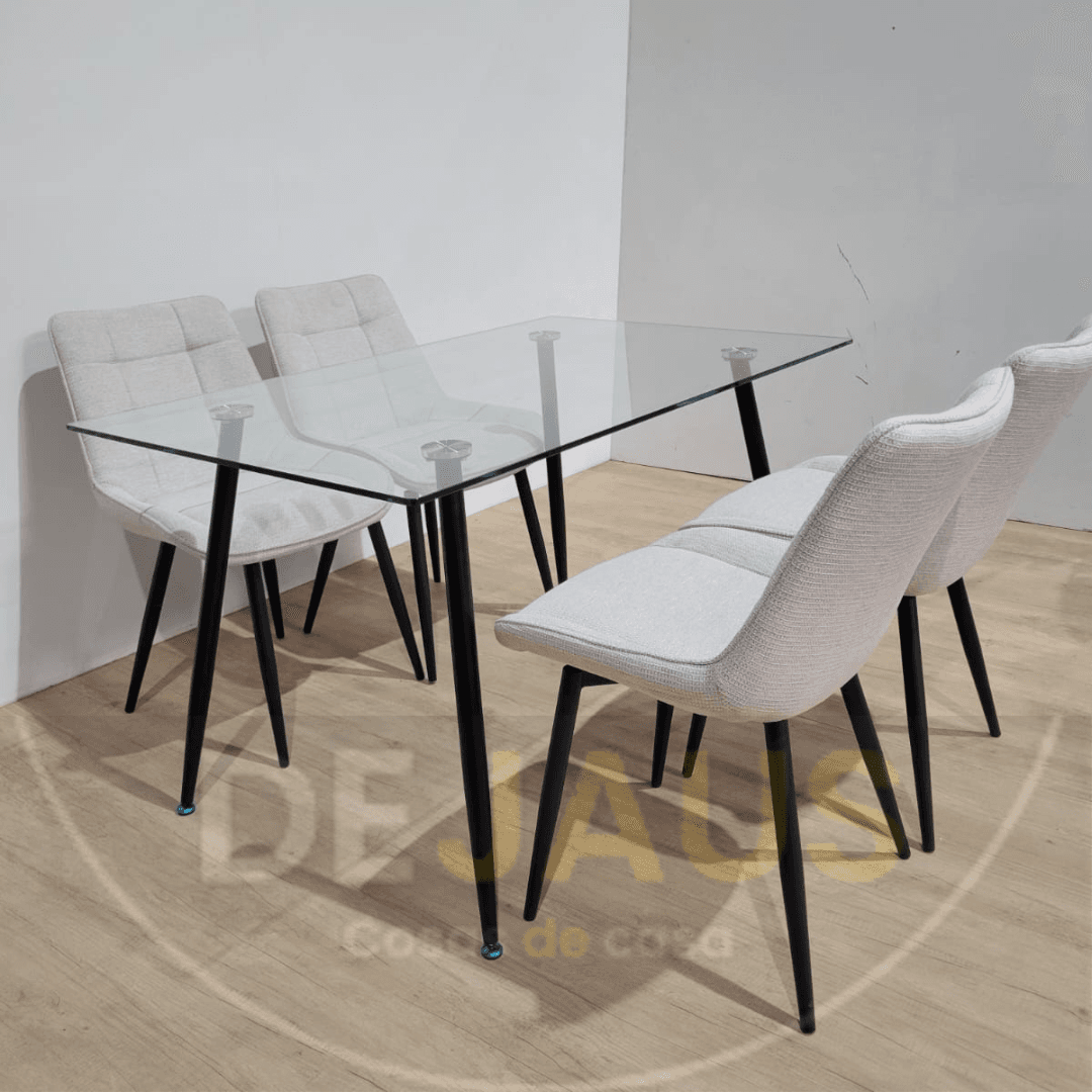 Mesa Lyon Rectangular con 4 Sillas Tiffany Black