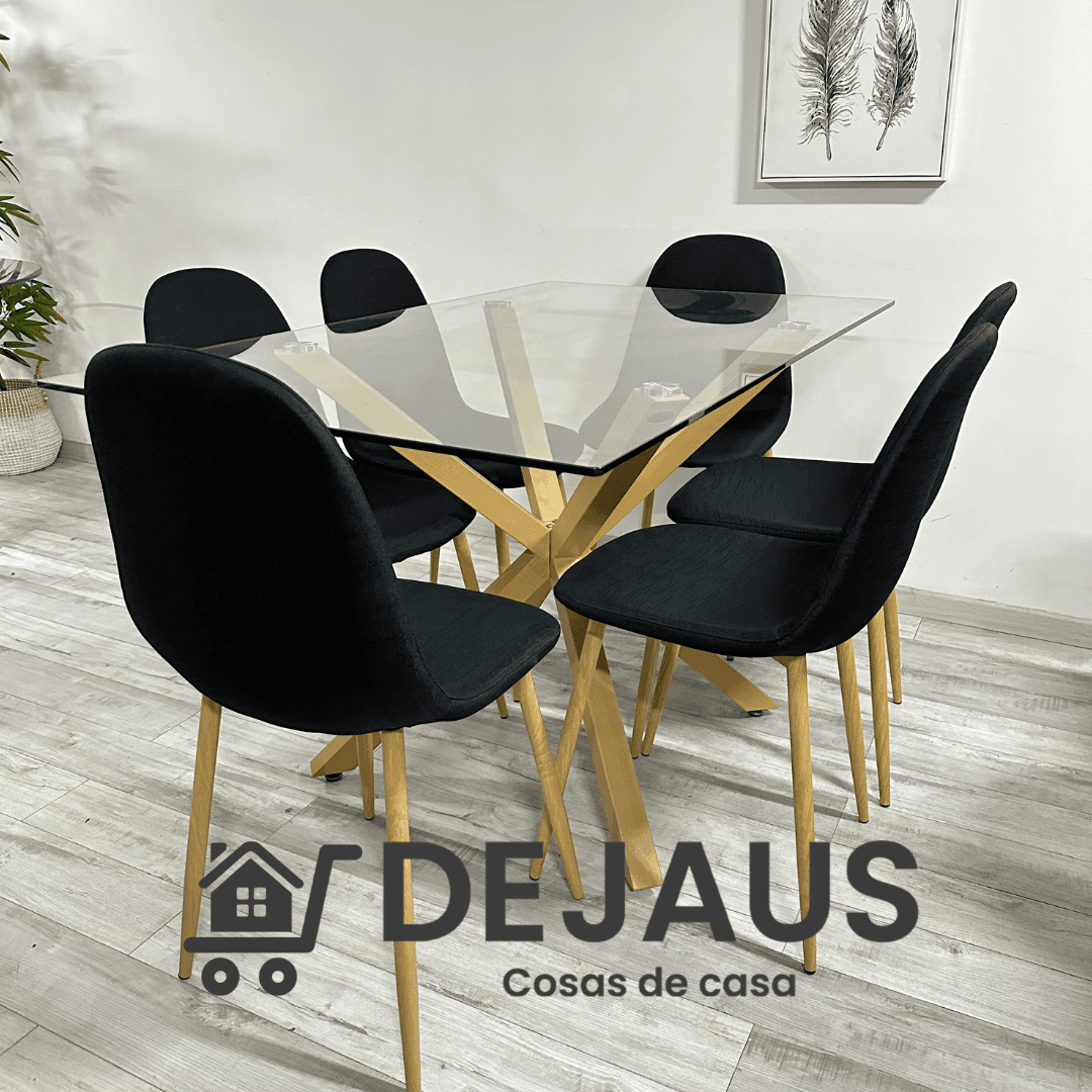 Mesa Warwick Rectangular con 6 Sillas Spoon Lino