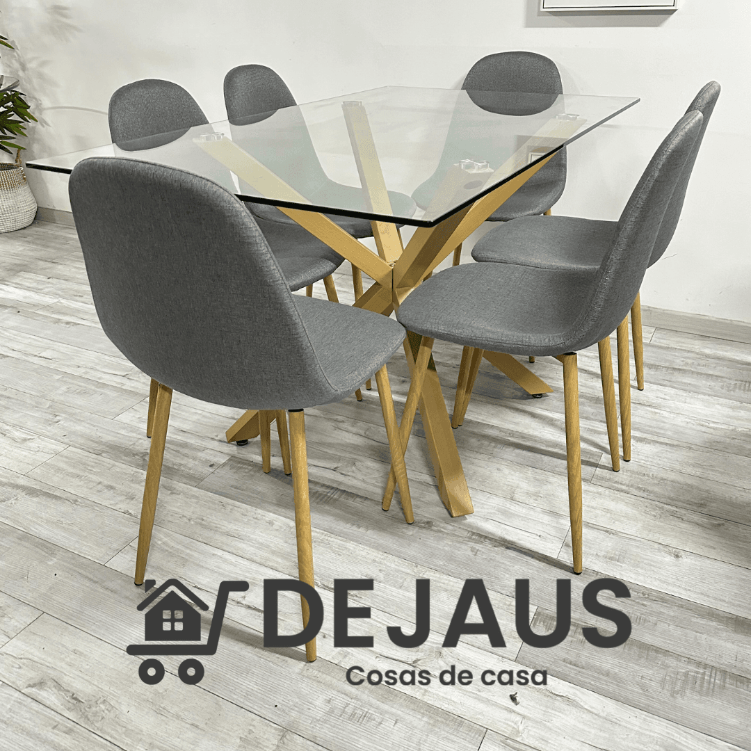 Mesa Warwick Rectangular con 6 Sillas Spoon Lino
