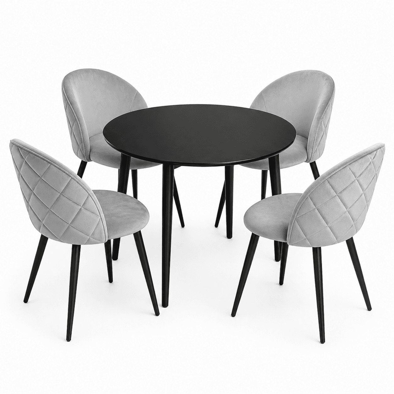 Mesa de Comedor Vema redonda con 4 Sillas Tokio Black