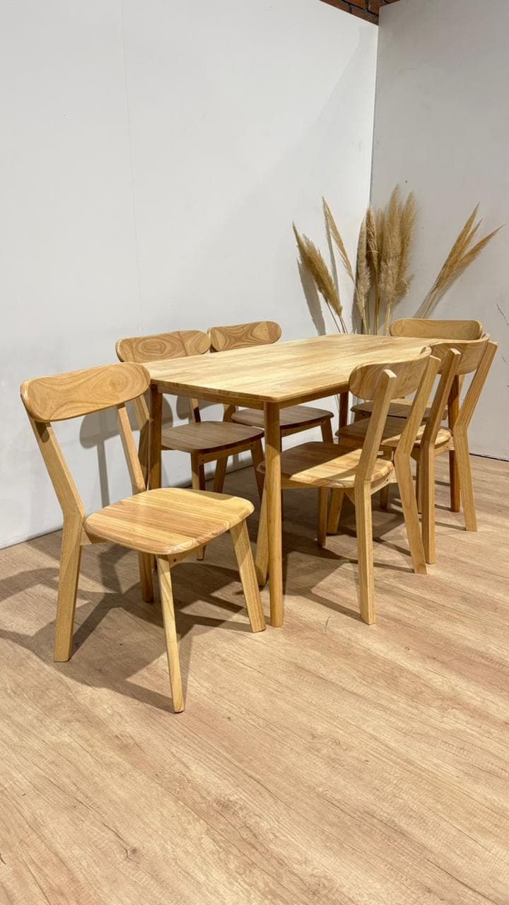 Mesa Vema Rectangular con 6 Silla Fresno Wood