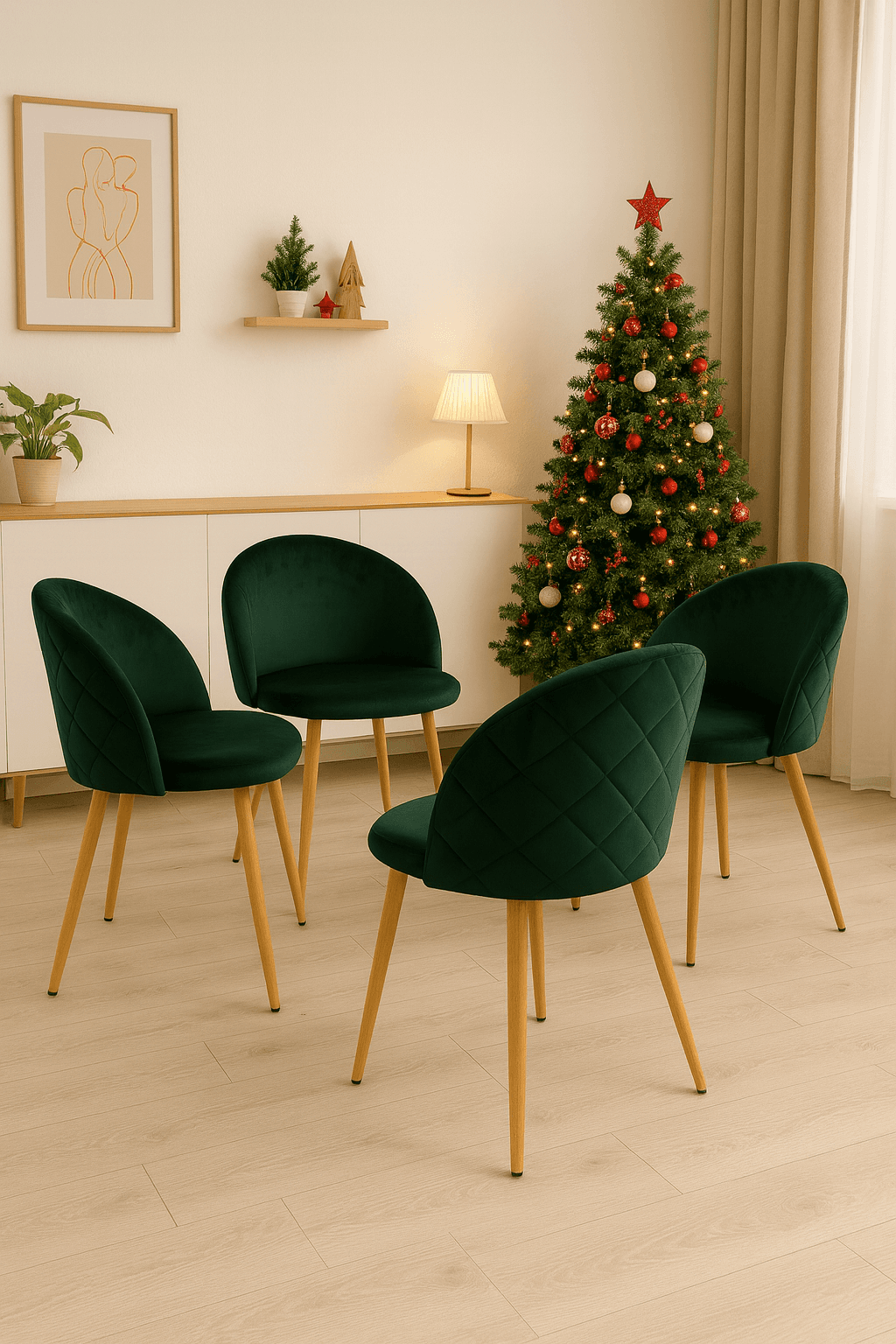 Pack de 4 Sillas Tokio Felpa Wood