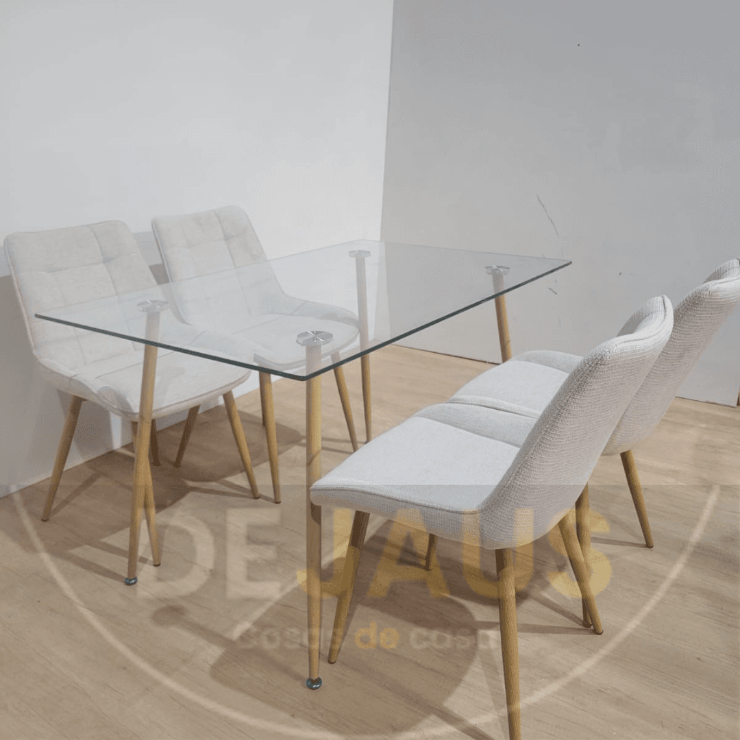 Mesa Lyon Rectangular con 4 Sillas Tiffany Wood