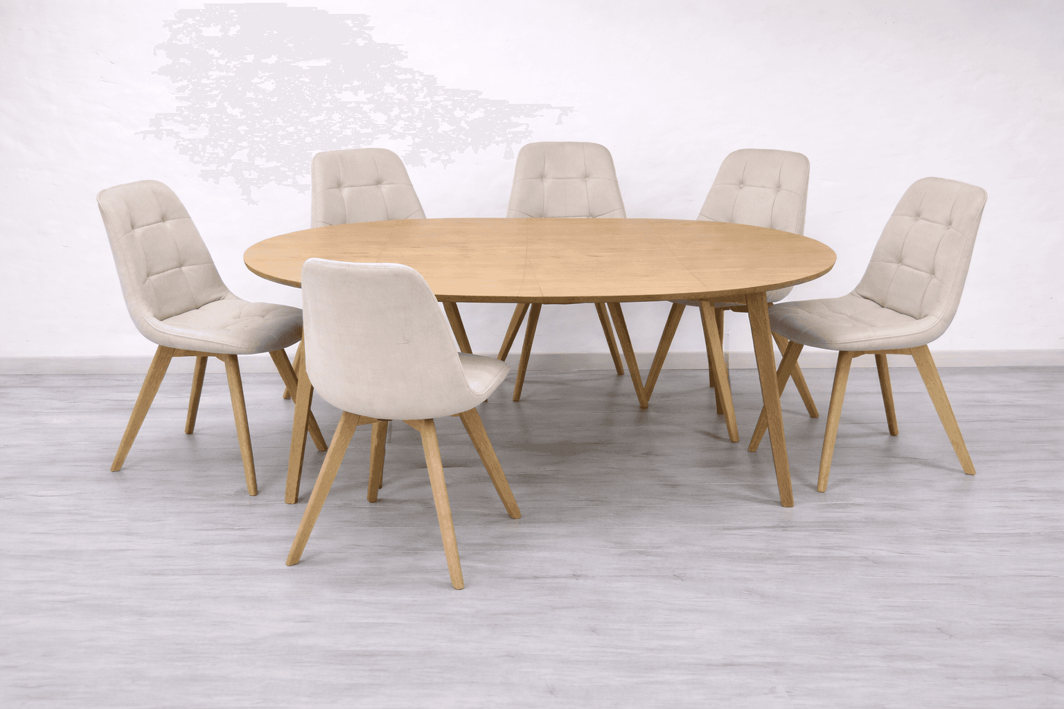 Comedor 6 Personas Mesa Expandible con Sillas Capitone Felpa