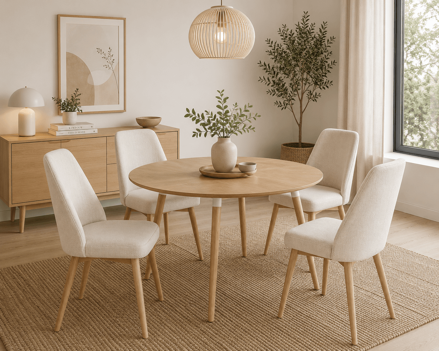 Mesa Eames Basic Wood con 4 Silla Danna Wood