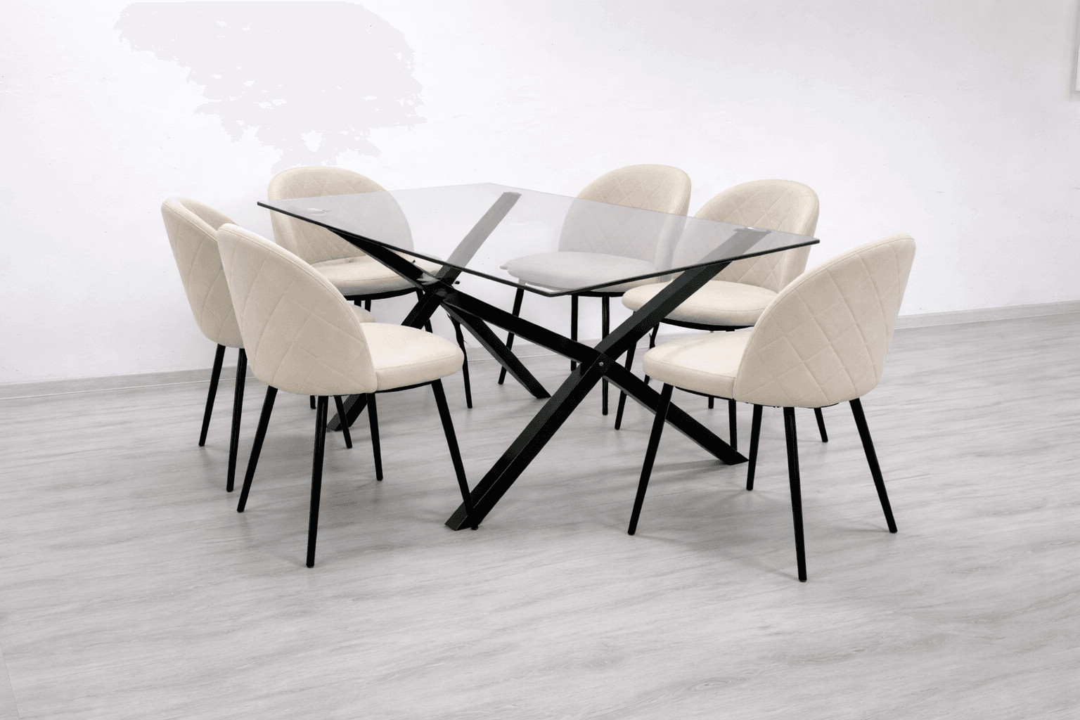 Comedor 6 personas mesa Medlock con Sillas Tokio Felpa Black
