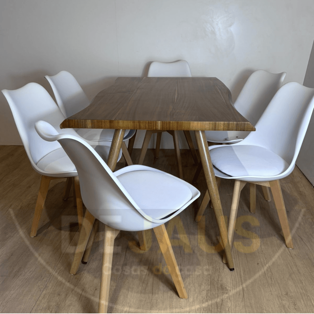 Mesa Rectangular Nordica madera con 6 Sillas Tulip