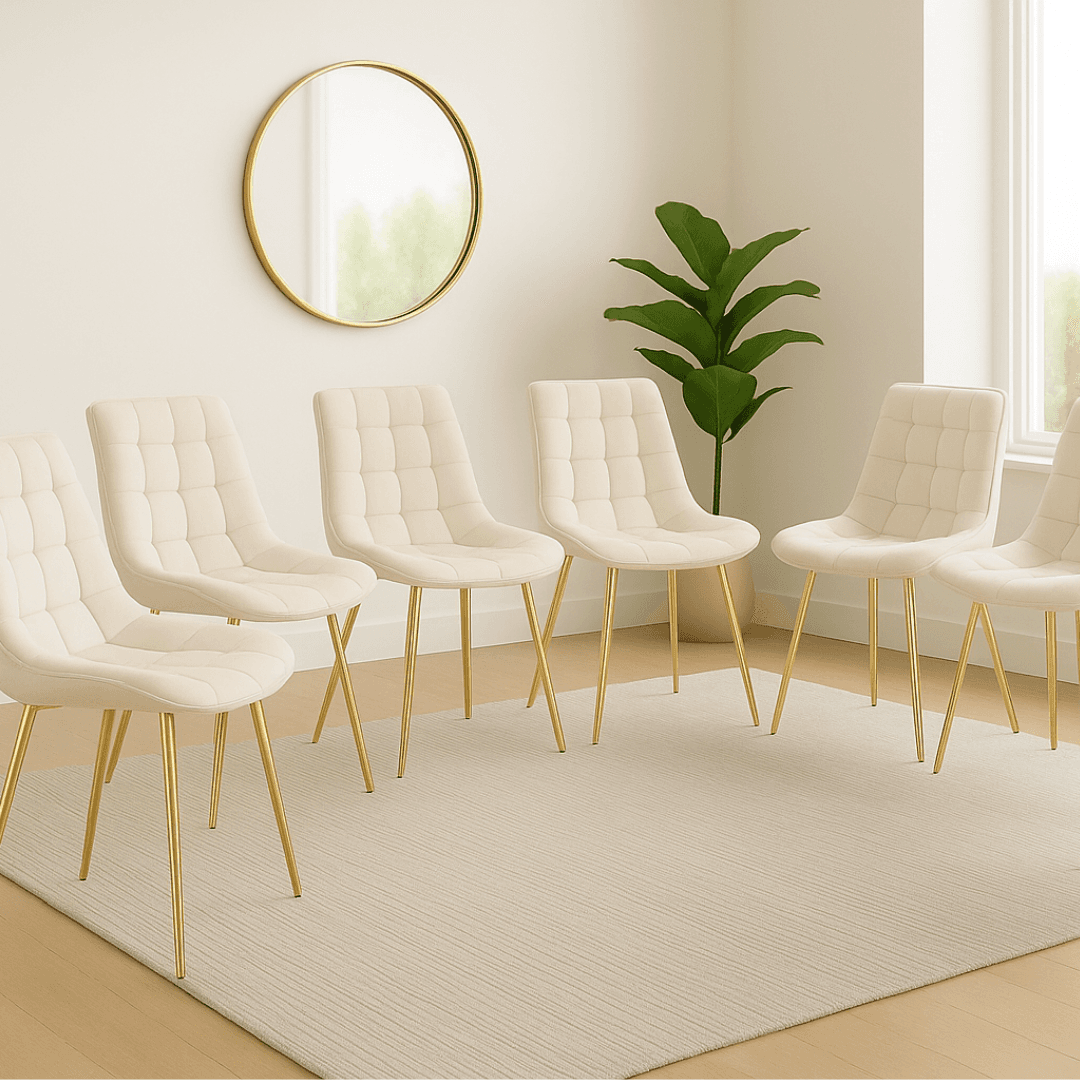 Pack X6 Sillas Botón Gold para Comedor