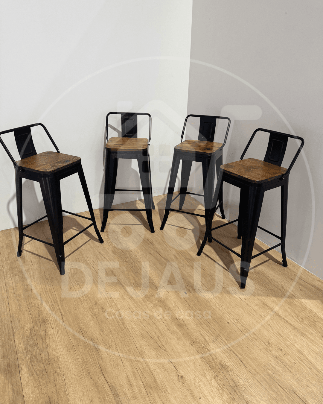 pack x4 taburetes tolix con madera (65cm)