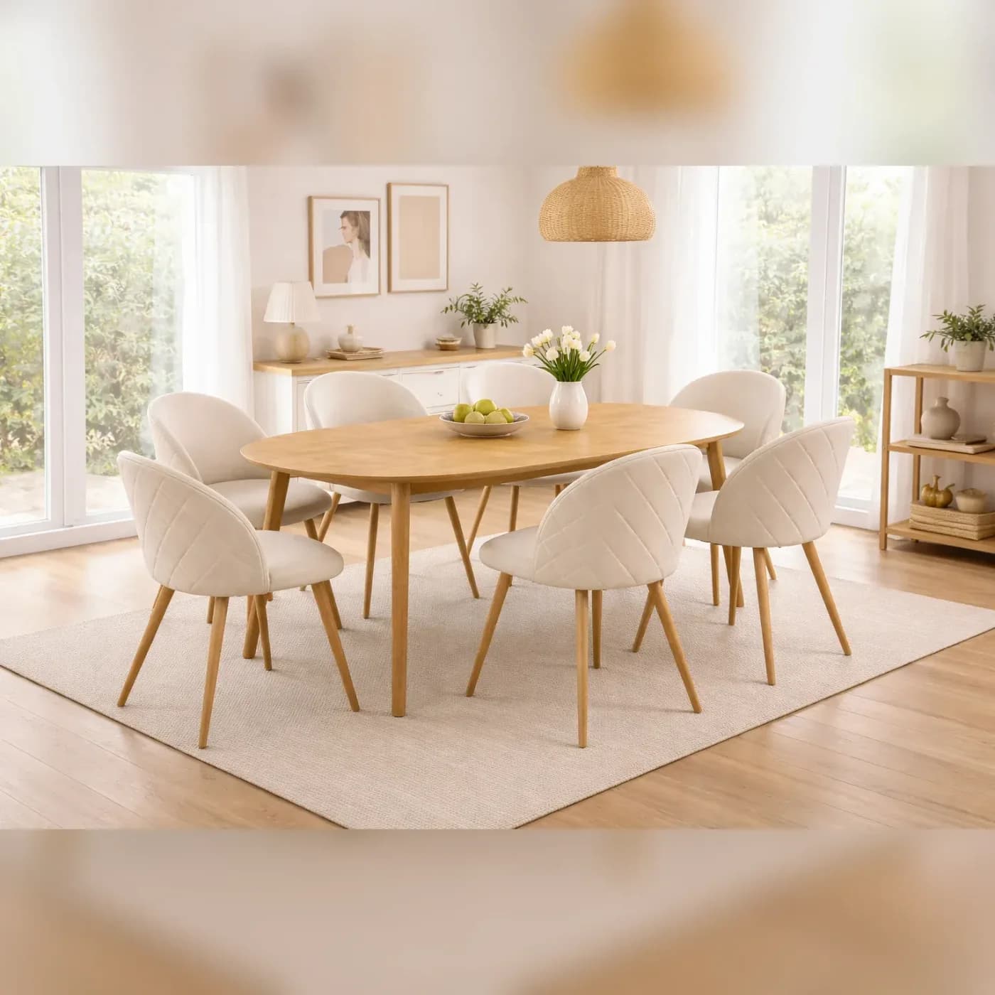 Comedor 6 Personas Mesa Expandible con Sillas Tokio Lino