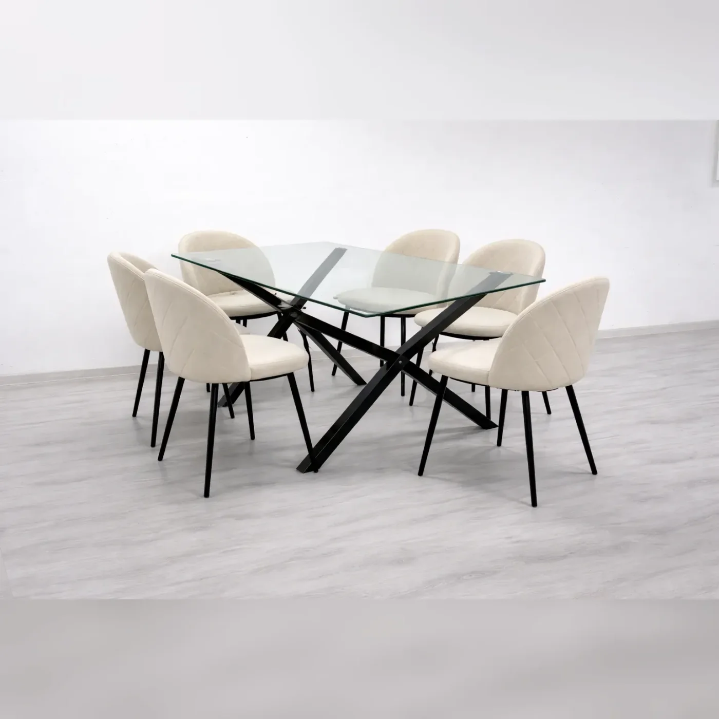 Comedor 6 personas mesa Medlock con Sillas Tokio Felpa Black