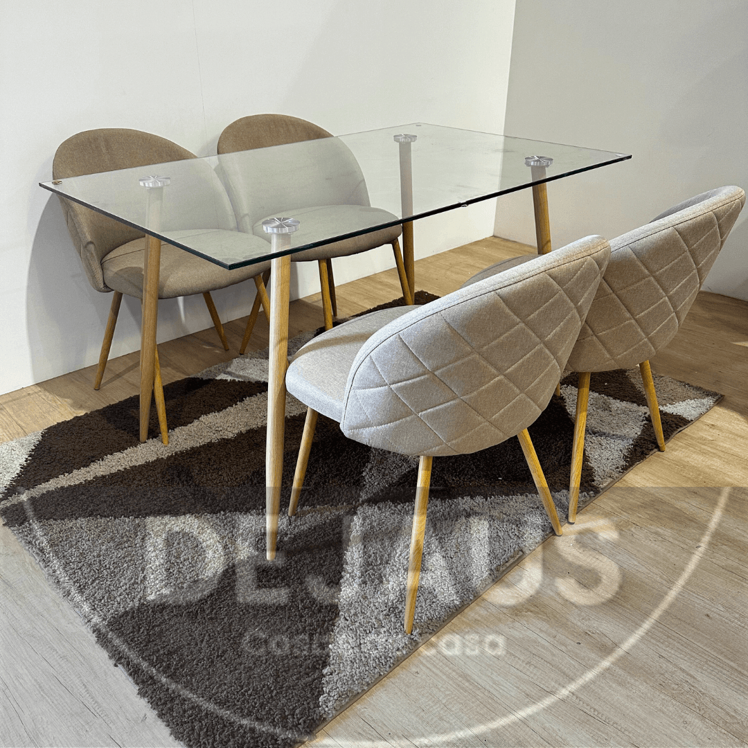 Mesa Nórdica Four con 4 Silla Tokio Lino