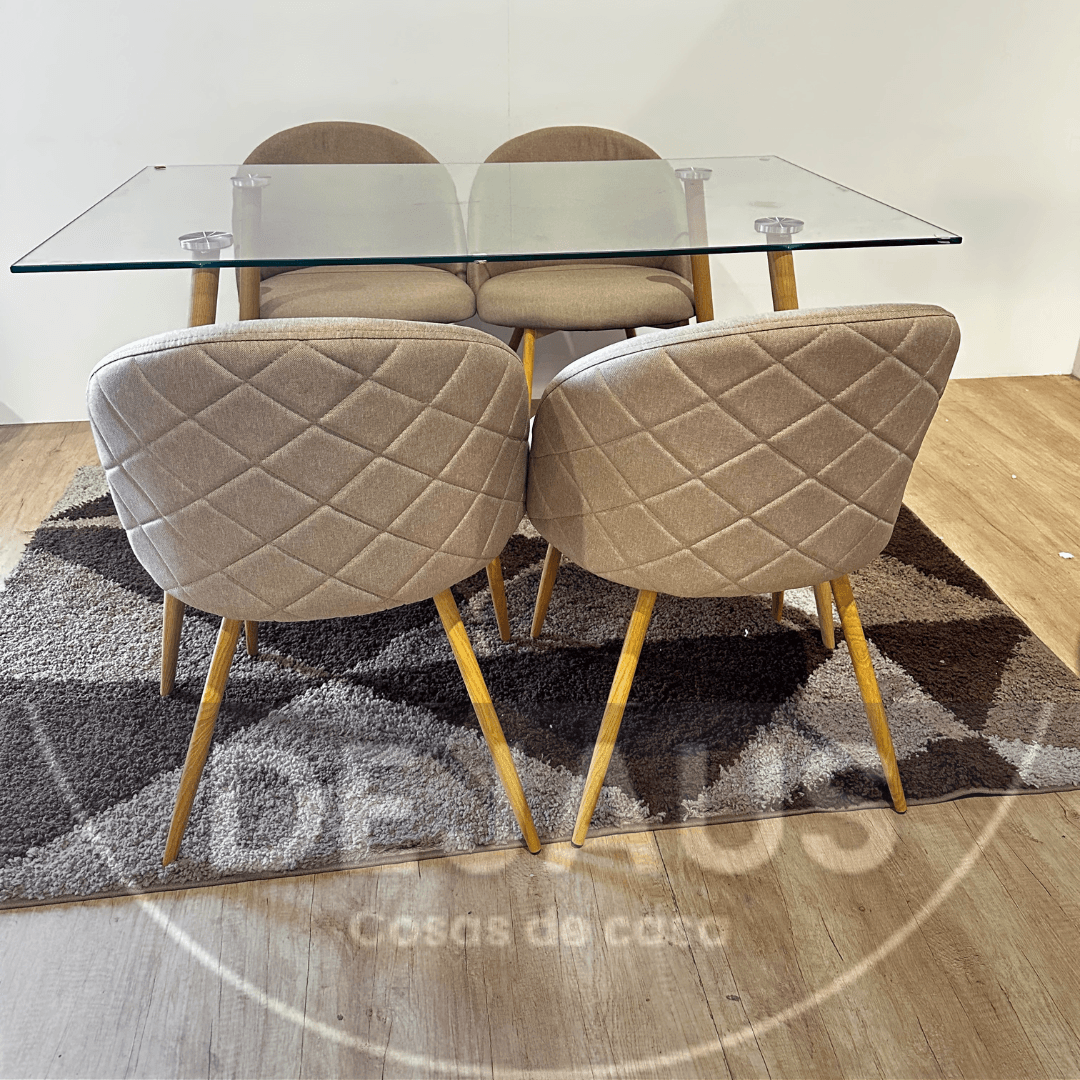 Mesa Nórdica Four con 4 Silla Tokio Lino