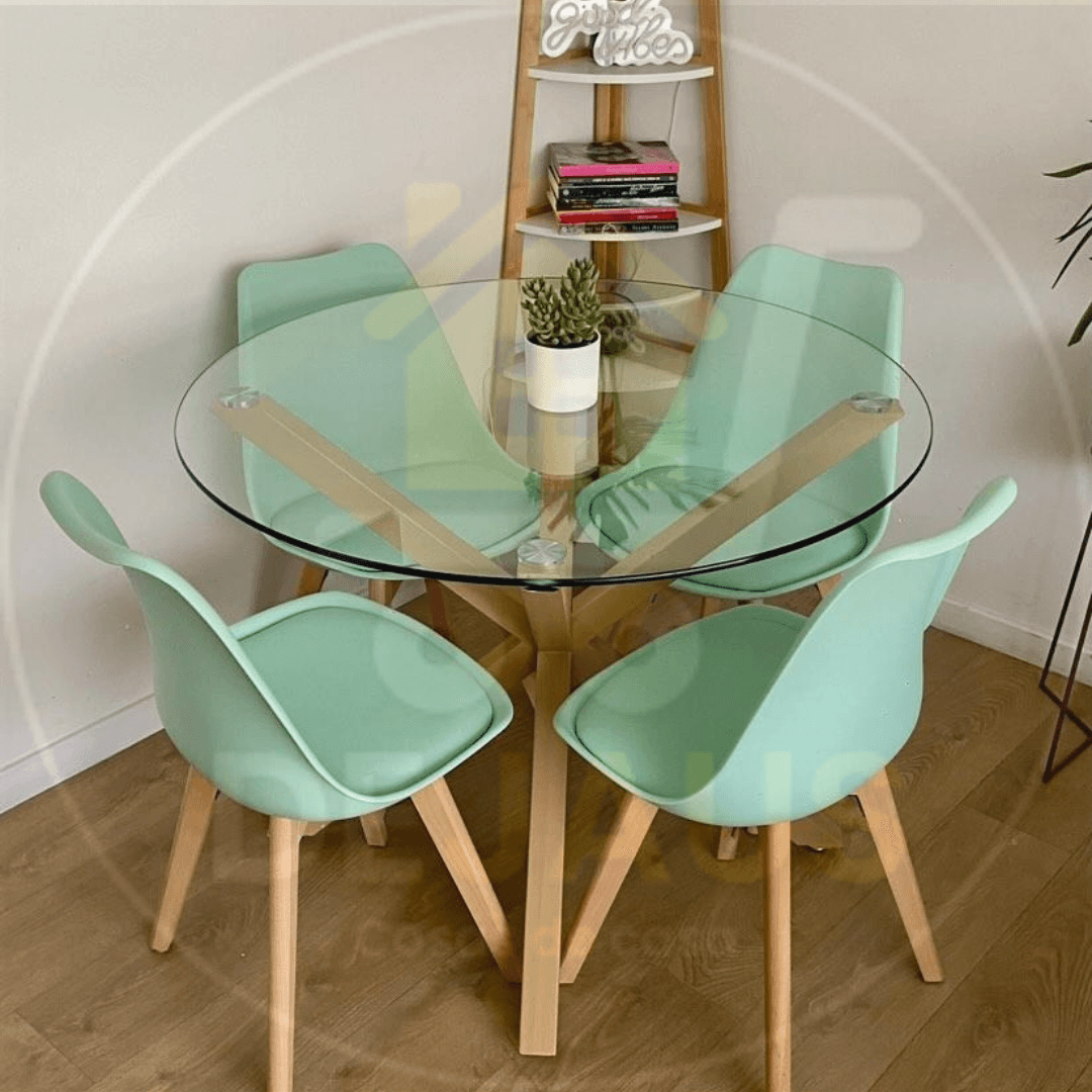 Mesa Warwick 120 cm con 4 Sillas Tulip