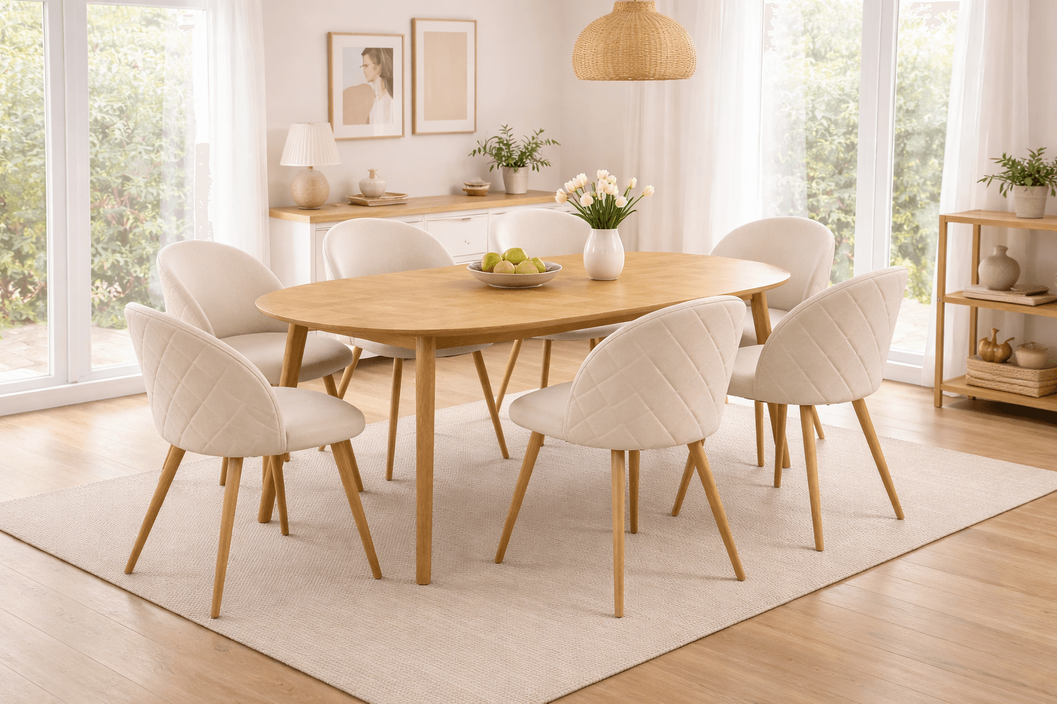 Comedor 6 Personas Mesa Expandible con Sillas Tokio Lino