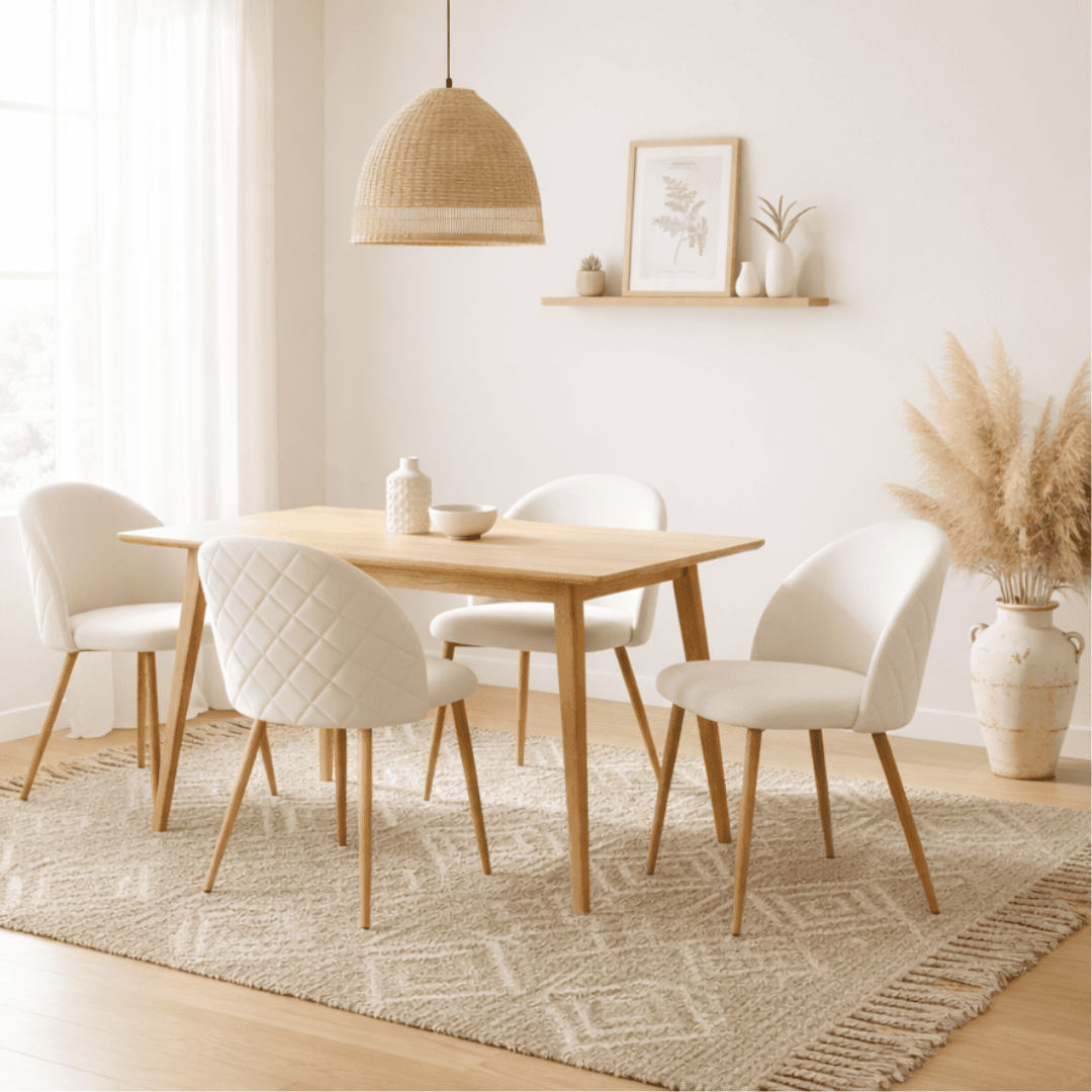 Mesa Vema Nordico con Sillas Tokio Felpa Wood