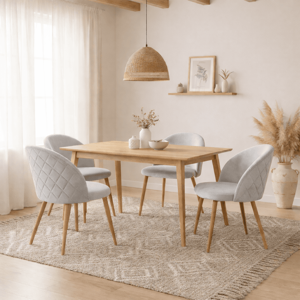 Mesa Vema Nordico con Sillas Tokio Felpa Wood