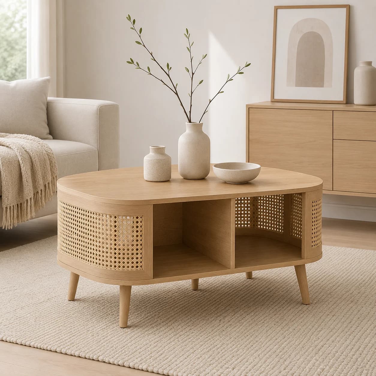 Mesa Centro Rattan Wood York