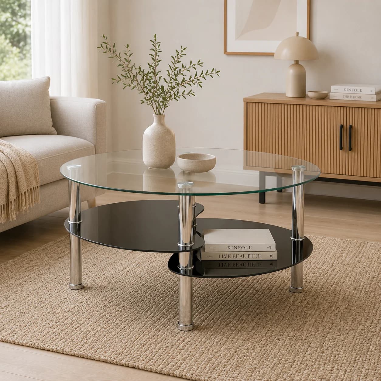 Mesa de Centro Elipse Vidrio