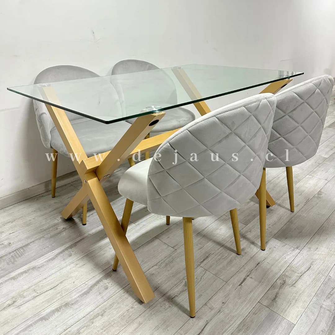 Mesa Medlock Rectangular con 4 Sillas Tokio Felpa Wood