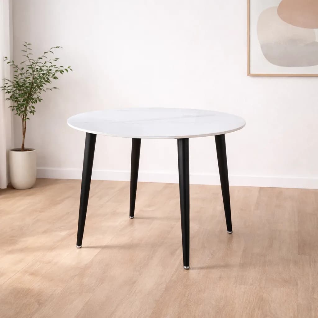 Mesa Redonda Cuarzo Blanca Black